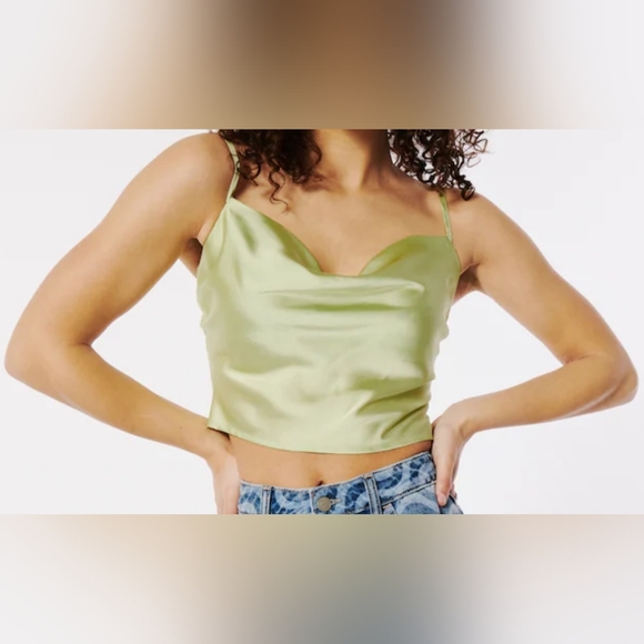 Crop Satin Cowl Neck Cami - Picture 2 of 3